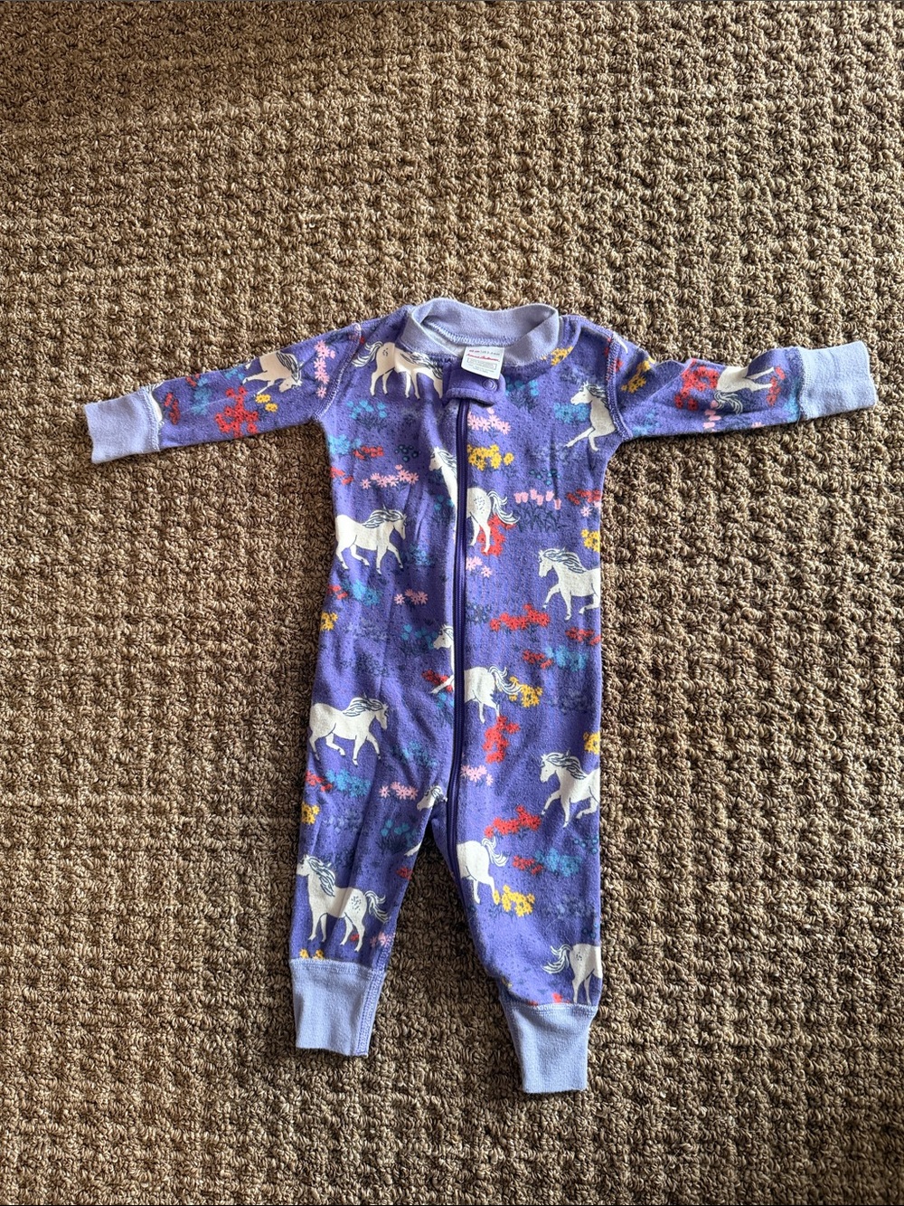 Hanna Andersson Purple Unicorn Print Kids One-Piece - size 3-6m
